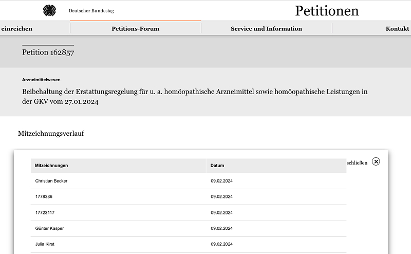 Homöopathie-Petition Bundestag
